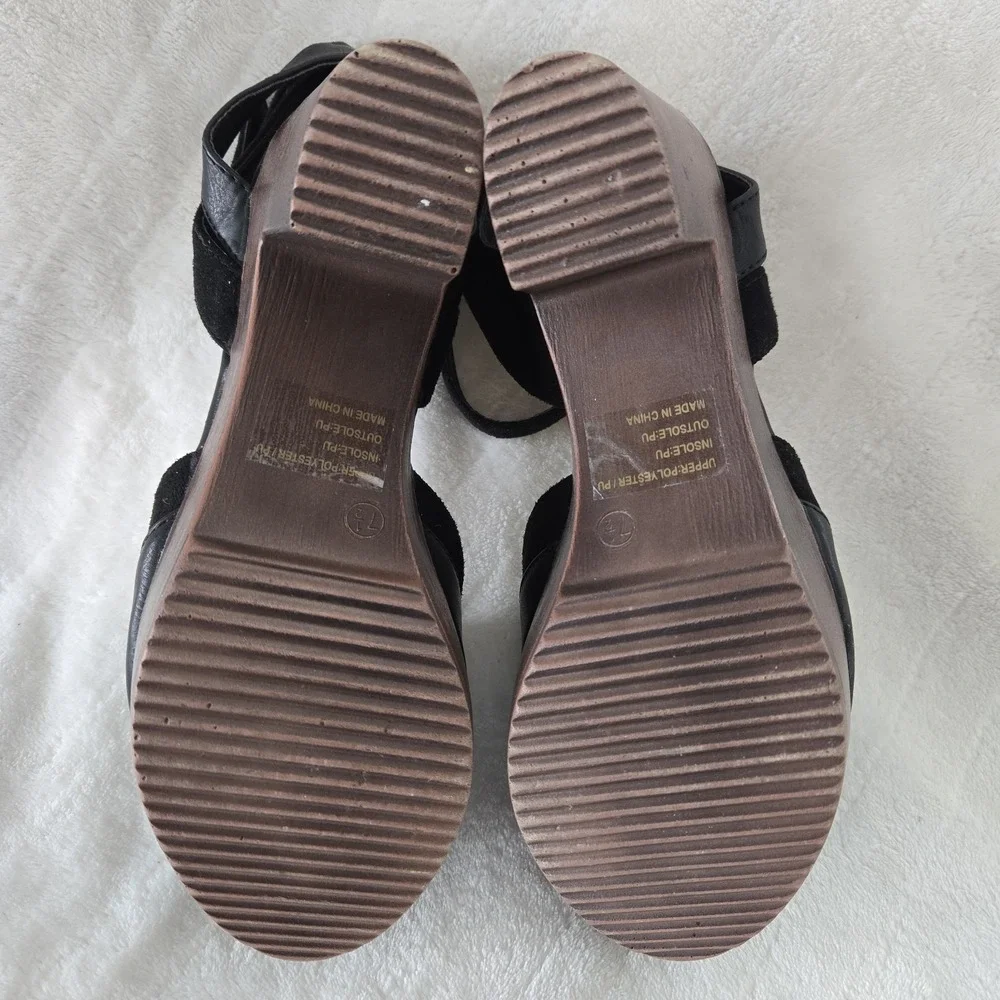 JG Mary Jane Platform Sz 7 Chunky Heel Y2K Black Ankle‎ Strap Preppy Holiday